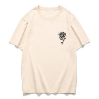 Top casual de algodón peinado con diseño de estampado creativo, rosa romántica de verano Unisex, 170g - details 15