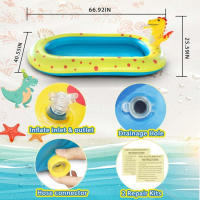 Piscina aspersora inflable para niños aspersor de dinosaurios piscina para niños patio trasero almohadilla rociadora piscina juguetes acuáticos al aire libre - details 5