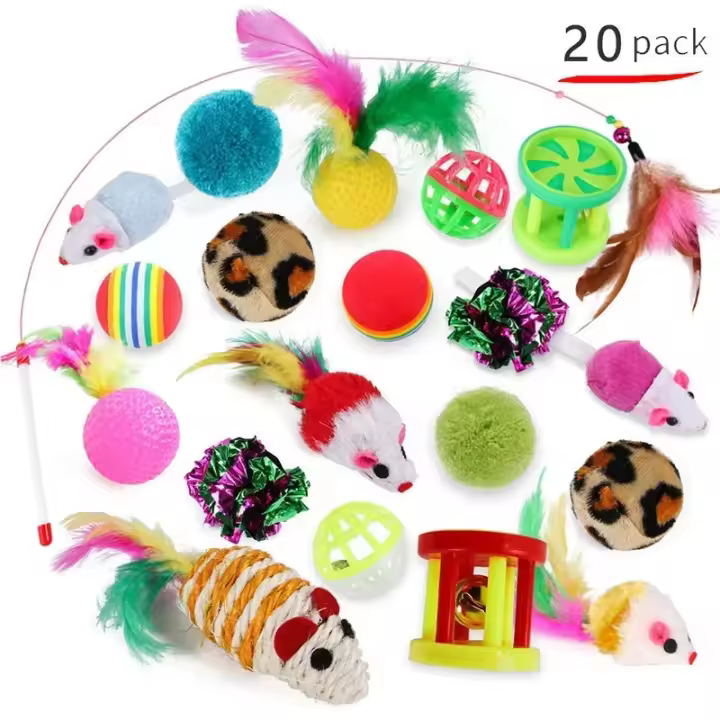 Set de Juguetes para Gatitos Paquete de Variabilidad Combinación Divertida de Campana de Ratón de Sisal Suministros para Mascotas - 1