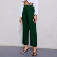 Pantalones elegantes y elegantes lisos de tiro medio para mujer, pantalones holgados de pierna recta para mujer, pantalones cortos cómodos - details 3