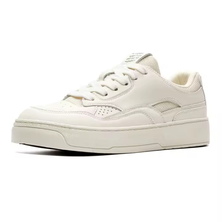 Zapatos deportivos transpirables de primavera para hombre, de estilo informal, con cordones, versátiles y de suela gruesa, de estilo sencillo, color blanco - 1