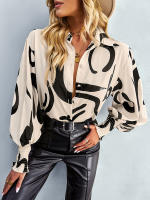 Camisa informal con estampado Vintage para mujer, blusa Retro para mujer, Top de manga larga con solapa y botonadura única, primavera y verano - details 32