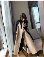 Abrigo largo de lana para mujer, abrigo de talla grande, color contrastante, estilo fragante pequeño, otoño e invierno, novedad de 2024 - details 1