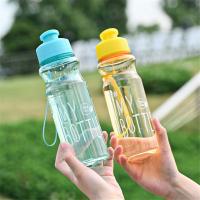 Botella de agua deportiva de gran capacidad, botella de agua portátil multicolor transparente, vaso de plástico para viaje al aire libre, 650ML - details 0
