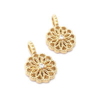 Colgantes de latón y circonita de Color dorado de 18K, varios dijes de flores, joyería artesanal de alta calidad, accesorios para collar y pendientes - details 19