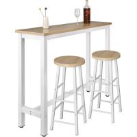 Conjunto de Mesa de Bar y Taburete de Metal Blanco Estructura de 140x40x100 cm para Cocina, Sala de Estar - details 31