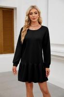 Vestido de manga larga para mujer, vestidos sueltos cortos de Color sólido, línea A, moda coreana, promoción completa, elegante - details 22