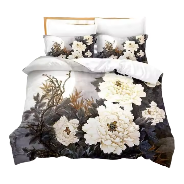 Elegante Juego de Ropa de Cama de Flores Dulces Suenos con Estampado Digital - 1