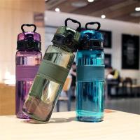 Botella de agua portátil para deportes al aire libre, vaso de plástico Multicolor de 500ML con asa para estudiantes, viaje al aire libre, gimnasio - details 0