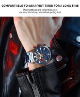 Reloj de Cuarzo CURREN 8415 Diseño Único en Negro y Azul Correa de Acero Calendario Estilo Formnal - details 4