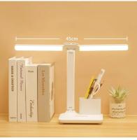 Rechargeable LED Clock Dimmable Desk Lamp 2 Heads 180 Degree Rotation Foldable Desktop Reading Night Light Eye Protection - details 15