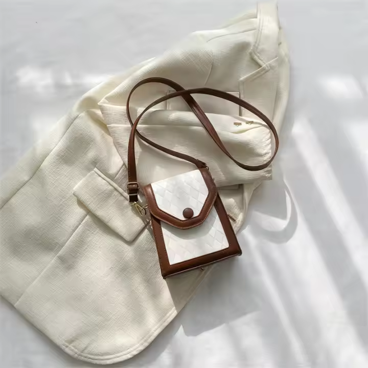 Bolso pequeño con rejilla de diamantes para mujer, bandolera para teléfono con textura Popular para ir al trabajo, celebridad de Internet, novedad de verano 2023 - 1