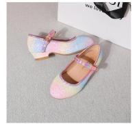 Zapatos de cuero de tacón alto de princesa para niñas, zapatos de boda de primavera y otoño, lentejuelas brillantes, zapatos individuales de baile para niños, moda - details 1