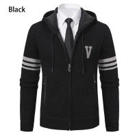 Chaqueta de suéter para hombre con forro de punto, cárdigan con capucha de otoño e invierno, chaqueta de suéter informal, ropa para hombre - details 21