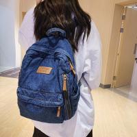 Mochila De tela vaquera para estudiante, morral De gran capacidad con múltiples bolsillos, a la moda, para la escuela, 2023 - details 12