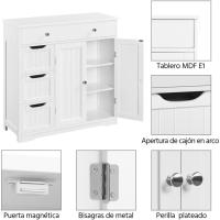 Mueble de Baño de Madera Armario Ajustable con Cajones y Estantes Ideal para Sala de Estar - details 3