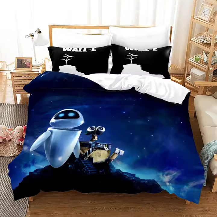 Conjunto de Ropa de Cama de Robot 3D Funda de Edredón de Microfibra de Dibujos Animados con Cierre de Cremallera Ropa de Cama Suave para Camas Individuales - 1