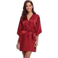 Bata de satén para mujer, lencería íntima, ropa de dormir sedosa, regalo de boda nupcial, bata de baño tipo kimono informal, camisón Sexy - details 28