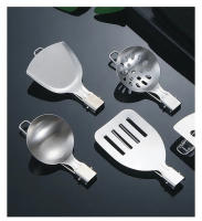 Cubiertos Plegables de Acero Inoxidable 304 para Picnics y Camping al Aire Libre Espátula para Saltear Olla Portátiles para Cocina - details 10