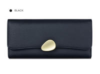 Cartera de cuero simple para mujer, billetera larga de cuero negro, verde y rojo, tarjetero para niñas - details 7