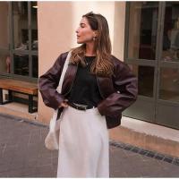 Chaqueta de solapa de color sólido sual manga larga elástica corta mujer t otoño desplazamientos prendas de vestir exteriores - details 11