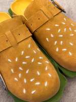 Hamburguesa bolsa de suela gruesa cabeza media zapatillas ropa de verano para mujer. - details 1