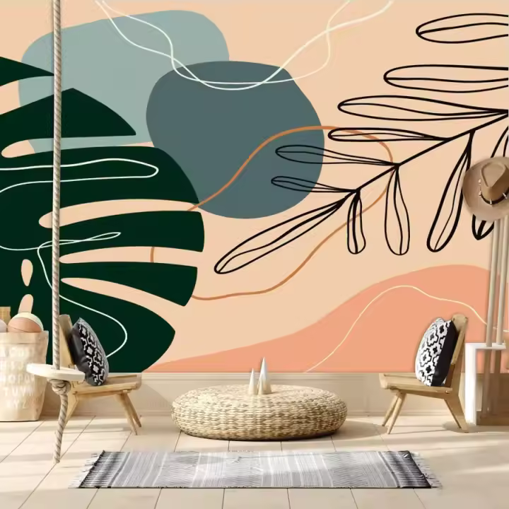 Papel Tapiz Moderno Personalizado Impermeable para Pelar y Pegar para Sala de Estar, Dormitorio de Niñas, Panel de Pared Floral de Hojas, Renovación de Muebles, Papel de pared, decoración del hogar - 1
