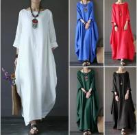 Elegante Vestido de Mujer con Cuello Redondo Diseño Único con Borda de Volantes Color Sólido - details 1