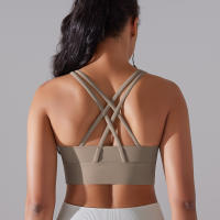Hamidou-Sujetador de Yoga con espalda cruzada para mujer, ropa interior deportiva absorbente de golpes, correas de hombro cruzadas, Top corto de Fitness, deportes a prueba de golpes - details 35