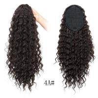 Cola de Caballo rizada de 18 pulgadas, pelo sintético ombré, peluca rizada corta y esponjosa, extensión de cabello con Clip con cordón negro Afro - details 13