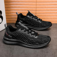 Zapatillas de correr para hombre, zapatos deportivos informales de malla transpirable, ligeros, sin cordones, suela suave, Color Rojo - details 5