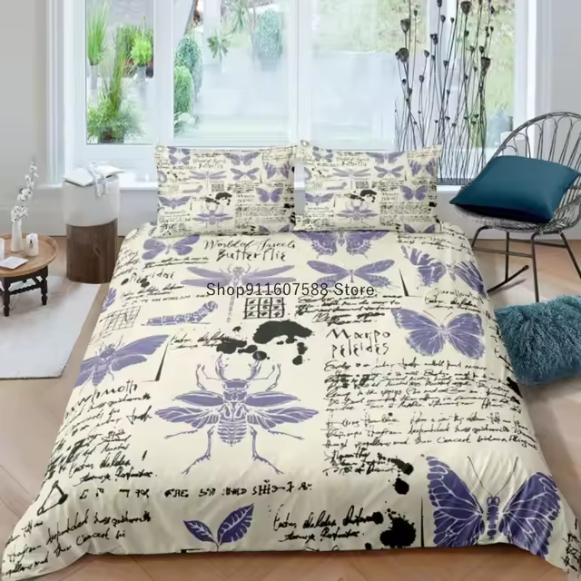 Juego de Ropa de Cama de Poliéster 3D Diseño Gótico de Calavera de Muerte de Moho Negro - 1