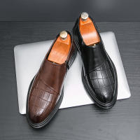 Zapatos formales con cremallera lateral de empalme clásico para hombre, zapatos de cuero informales británicos de tacón bajo de PU - details 4