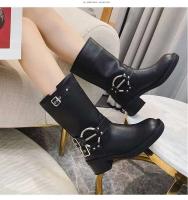Botines con diseño de combate gótico para mujer, tacones altos gruesos, zapatos de cuña de encaje para motocicleta, cierre de cremallera, goma a la moda - details 2