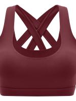 Tops cortos de manga corta para mujer, Camiseta deportiva de Yoga, color rojo vino - details 5