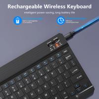 Teclado inalámbrico Bluetooth español y francés Azerty, ruso y coreano para iPad, Mac, PC, tableta, teléfono móvil, portátil y ratón Mini con N - details 1