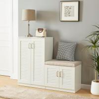 Mueble Zapatero Armario con 9 Compartimentos para 18 Pares de Calzado + Banco Zapatero Puertas de Rejilla Buena Ventilación - details 0
