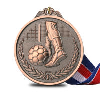 Medallas de fútbol doradas para niños, paquete de 12 medallas de Metal con cinta de nailon tricolor - details 6