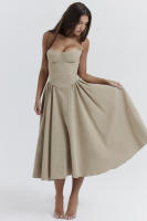 Vestido de mujer sin mangas y hombros, diseño elegante, vestido de corte - details 6