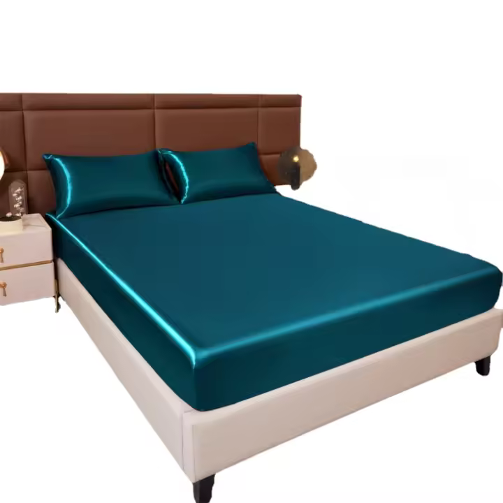1 pza. Sábana ajustable de satén en color liso (sin funda de almohada), sábanas suaves protectoras de colchón, cómodo - 1