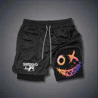 Pantalones Cortos de Fitness de Doble Capa Secado Rápido Diseño de Cara Sonriente - details 6