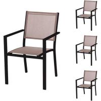 Silla de jardín apilable Deluxe Tailandesa |   De aluminio y textileno |   Tamaño 55x60x86 cm. |   (2, Negro y Marrón) - details 34