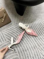 Nuevos tacones altos puntiagudos, hilo de malla para mujer, una palabra con boca ligera, cabeza de bolso estilo hada de moda, medias zapatillas. - details 26