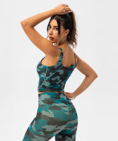 SHINBENE Sujetador Deportivo Largo de Cuello V para Mujer con Estampado de Camuflaje y Junto Incorporado para Yoga Fitness Workout Tamaño XS-XL - details 31