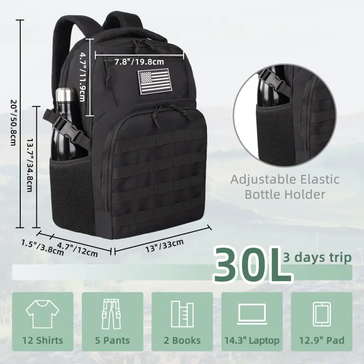 Mochila militar impermeable para exteriores, bolsa de senderismo, Softback 3P, 50L/30L/25L /45l - 1