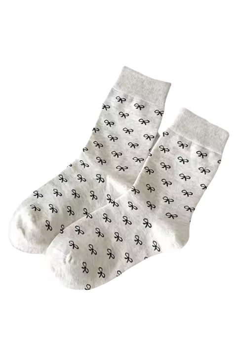 Elrachen Calcetines de mujer con nudos de lazo y borde acanalado, blanco, tallas talla única - 1