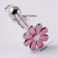 Pendientes de tuerca de acero inoxidable para el ombligo, con forma de girasol, flor de Margarita, pezón de goteo de aceite personalizado, novedad de 2023 - details 5