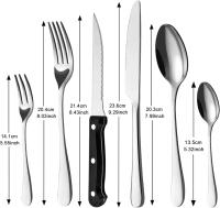 Juego de cubiertos para 12 personas, cubertería de acero inoxidable de 72 piezas con cuchillos para carne, cuchillo, cuchara, tenedor, juego de cubiertos, pulido espejo, apto para lavavajillas - details 1