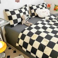 Juego de funda nórdica a cuadros en blanco y negro, juego de cama completo con rejilla geométrica - details 6