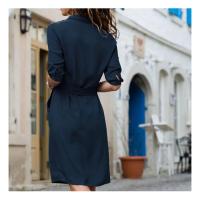Vestido camisero de fiesta con cuello vuelto para mujer, manga tres cuartos, vestido informal holgado de talla grande, moda de verano - details 3